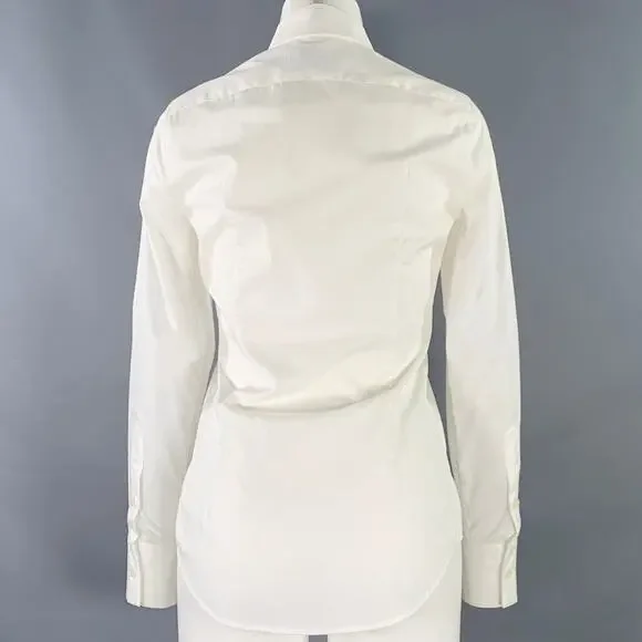 DSQUARED2 Size S White Cotton Textured Spread Collar Shirt